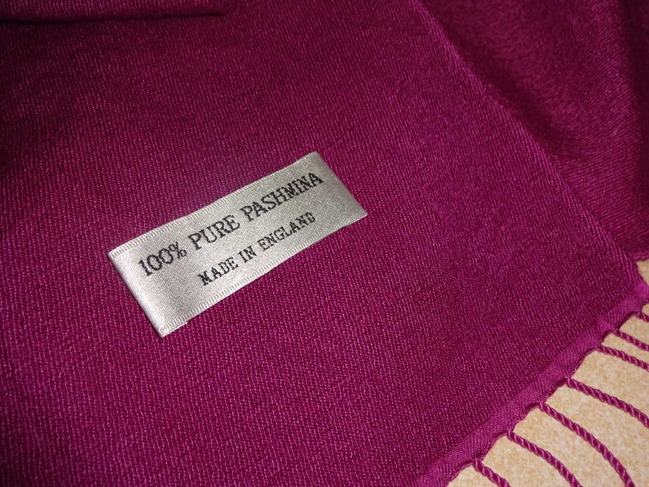 100% PURE PASHMINA made in England kaszmirowy duży szal szalik