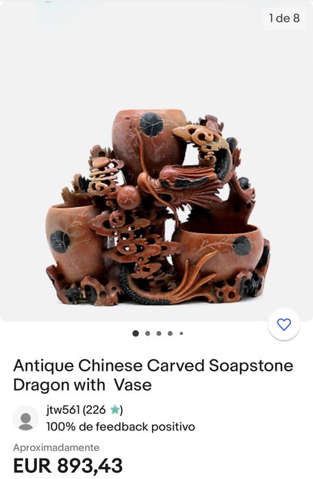Escultura em pedra jade vermelho chinês médio