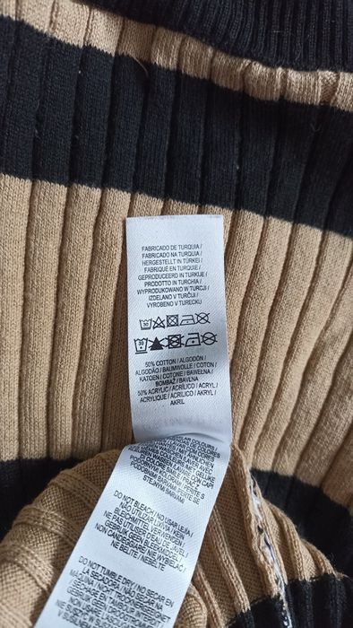 Golf sweter w paski z krótkim rękawem L