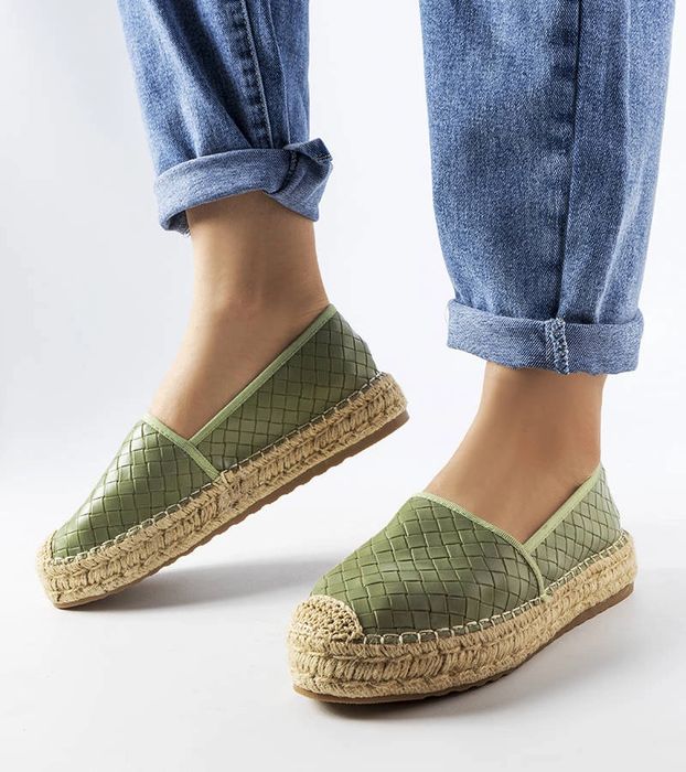 Zielone espadryle zdobione tłoczeniem Geoffrey