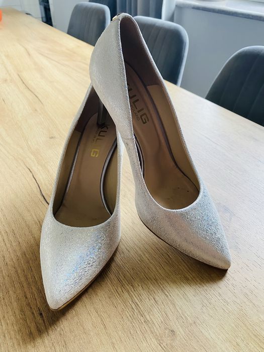 Buty szpilki srebrne slubne Kulig 38