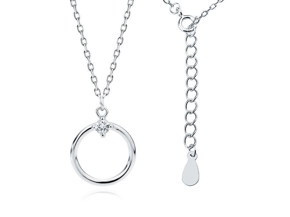 Rodowany Srebrny Naszyjnik Kółko Circle Cyrkonia Z1973Nr_W