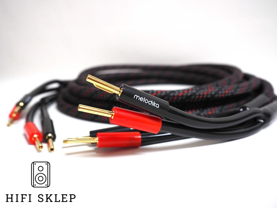 Melodika 4mm2 Kabel głośnikowy 2x2m -kolor Race -konfekcja hifisklep