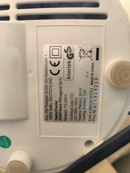 EASYmaxx Klimagerät 2w1–Grzejnik i Wentylator Chłodzący Model TS-20914