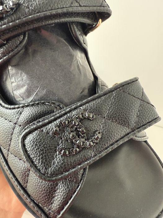 Босоніжки CHANEL black шкіра преміум
