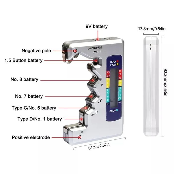 Тестер заряда  батареек