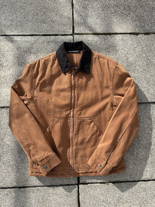 Zara Brown Workwear Jacket / Vintage Carpenter Style Canvas Jacket