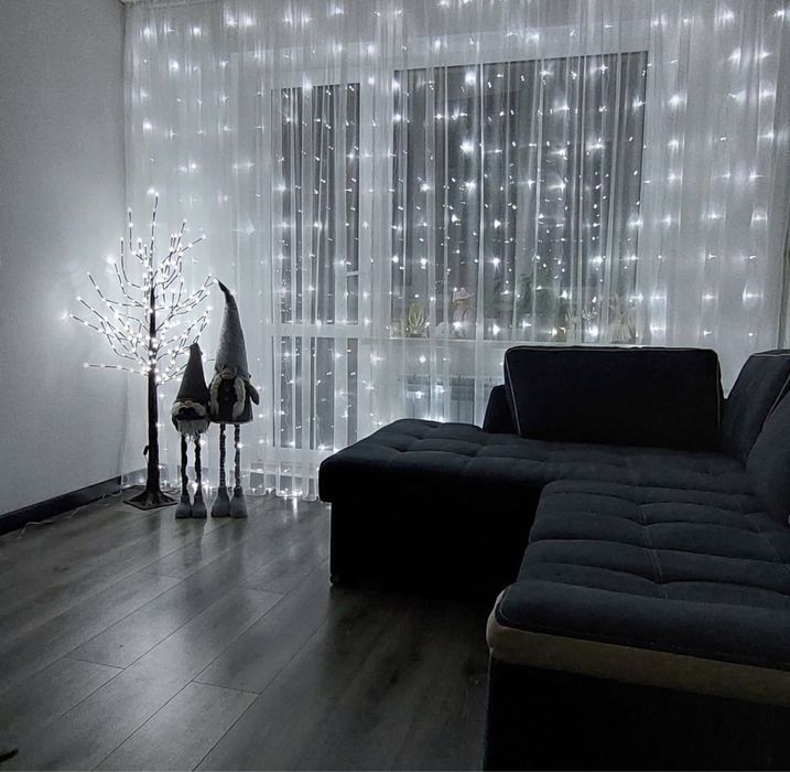 Гірлянда штора роса usb біла  3*2м, 3*2м, жовта різнокольорова