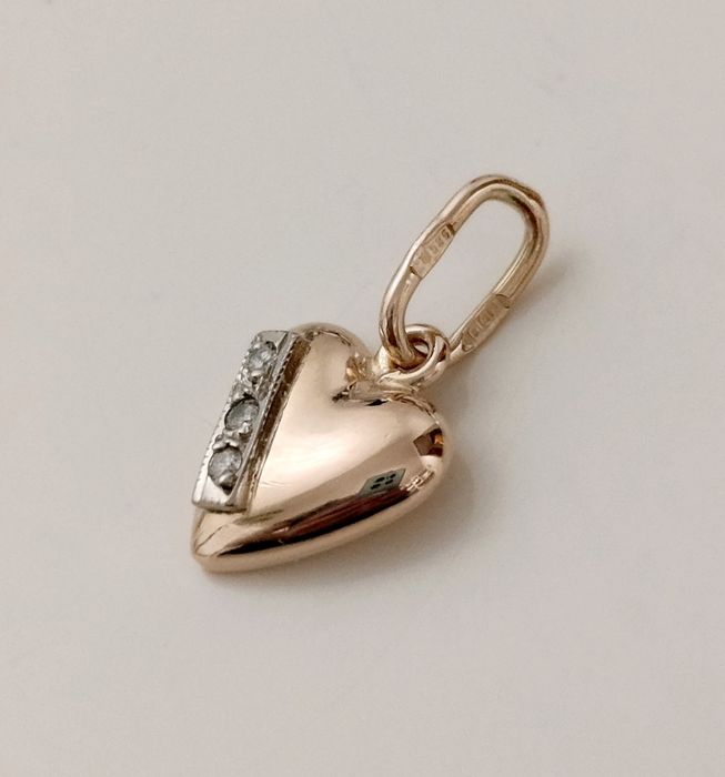 Золотая подвеска Сердце, 585 пробы.