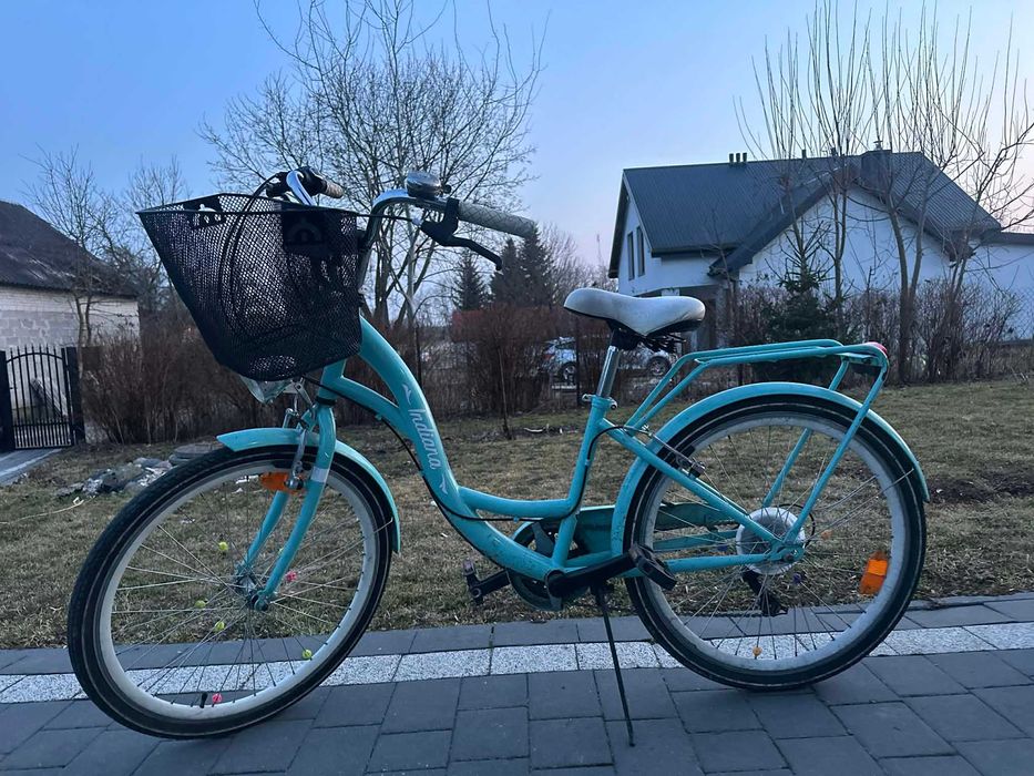 Rower damski Indiana błękitny z koszykiem