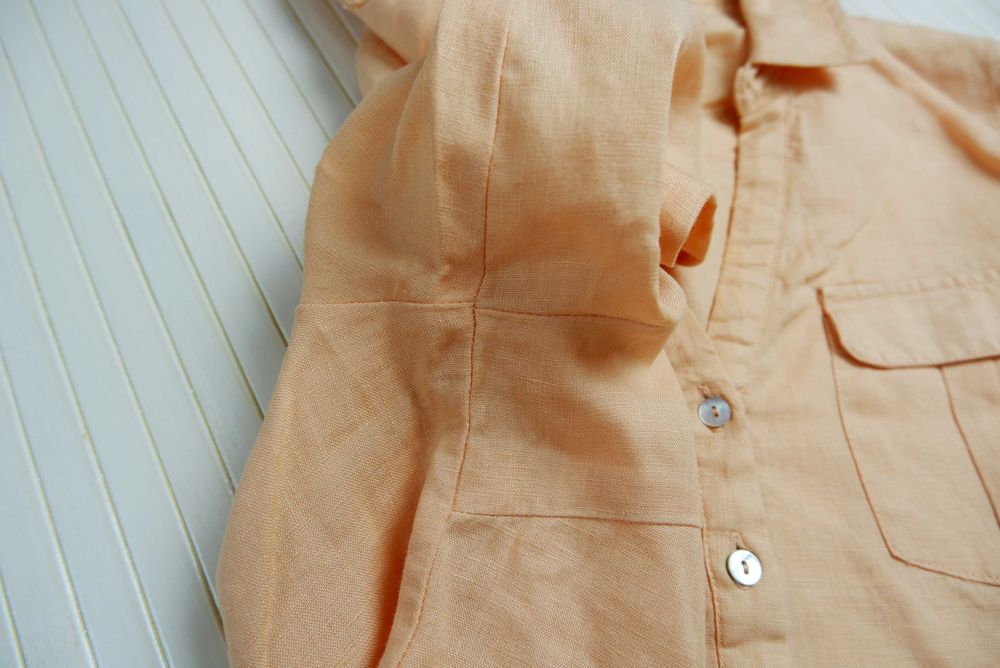 Рубашка блуза блузка лён персиковая пудровая льняная льон бежевая