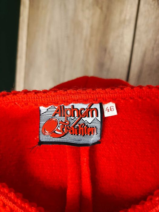 Alphorn wełniany żakiet marynarka damska czerwona folk wool 46 XXXL
