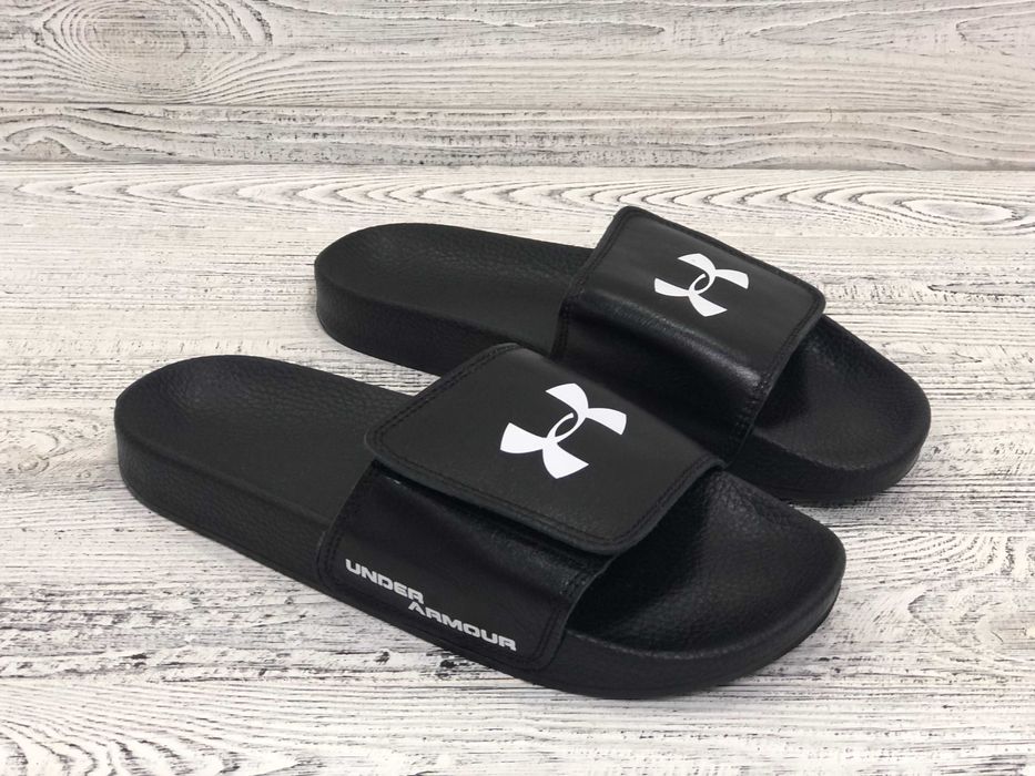 Чорні та білі шльопанці на липучці. Натуральна шкіра! Гарантія. р40-45