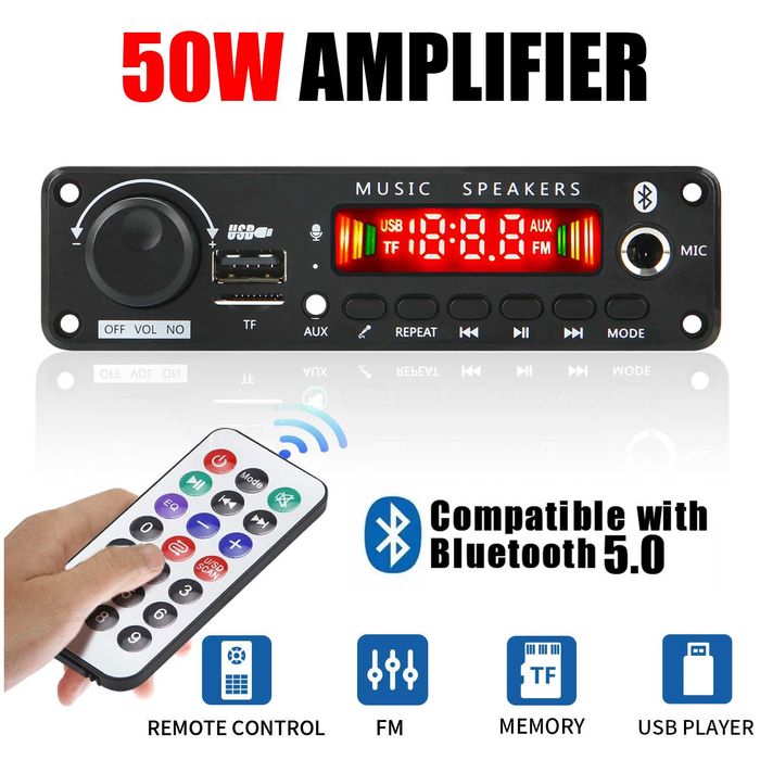 Плата Bluetooth USB Fm радіо 3w -120w/3.7v -18v _MP3 модуль