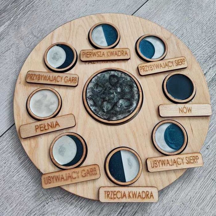 Fazy Księżyca z tabliczkami – panel sensoryczny sorter Montessori