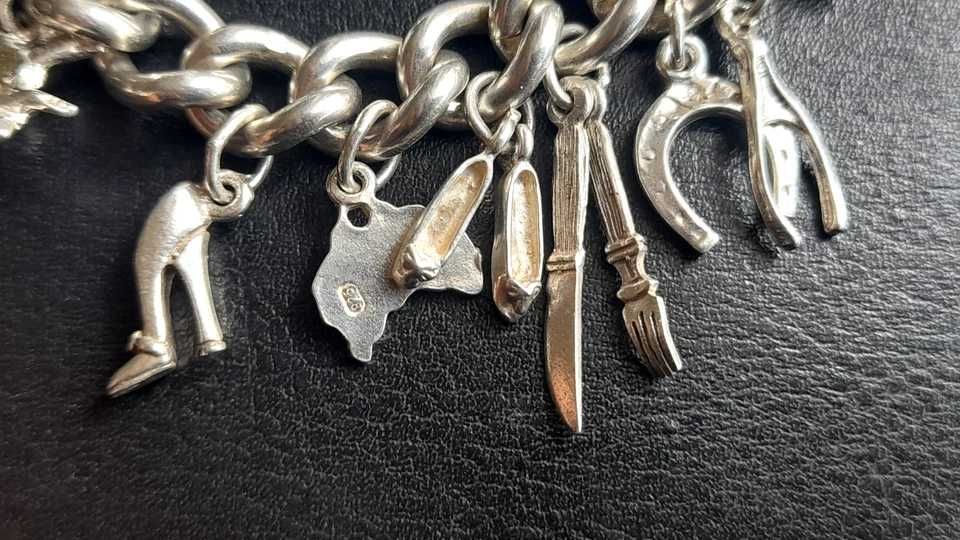 BRANSOLETKA Z LITEGO SREBRA CHARM. (52,7gm Sterling .925 srebro