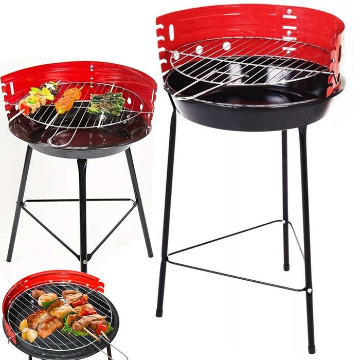 Grill węglowy brykietowy ogrodowy okrągły przenośny turystyczny biwak