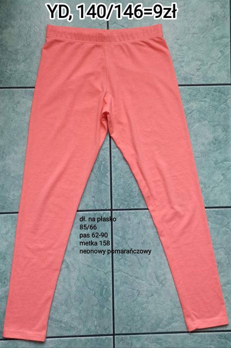 Legginsy dziewczęce neonowy pomarańczowy,koralowe.