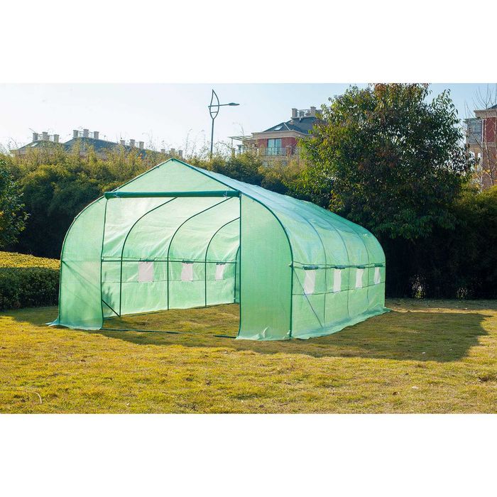 Túnel para cultivo 600x300x200 cm verde em aço e PE 18 m²