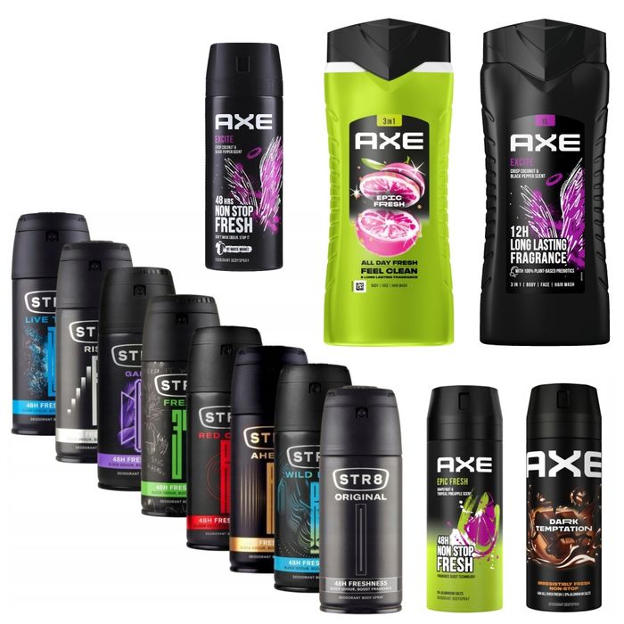 Adidas, STR8, Axe, żele, dezodoranty, perfumy
