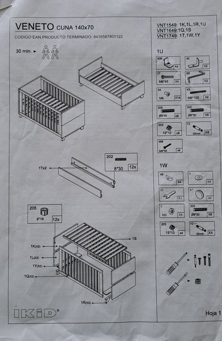 Berço IKID convertível ( evolutivo)- Veneto 140x70cm + 2 colchões ergoflex 140x70cm