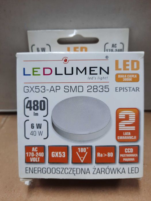 Żarówka GX53-AP 6w 230V led CCD biała ciepła