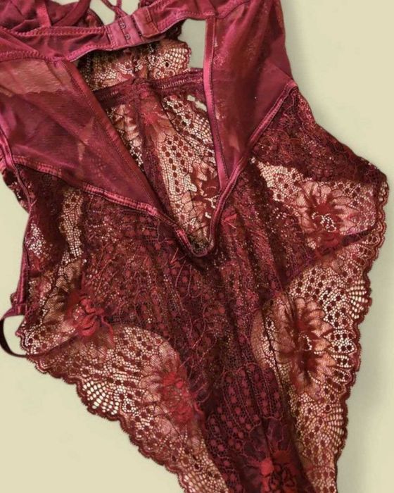 Бордовый кружевной боди Secret Possessions 75D (S/M)