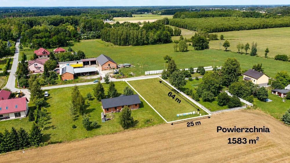 Działka budowlana 1583 m² - Tymianka gm. Stryków (media, asfalt, MPZP)