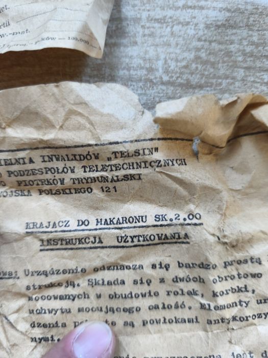 Maszynka krajalnica do makaronu nowa PRL z instrukcją