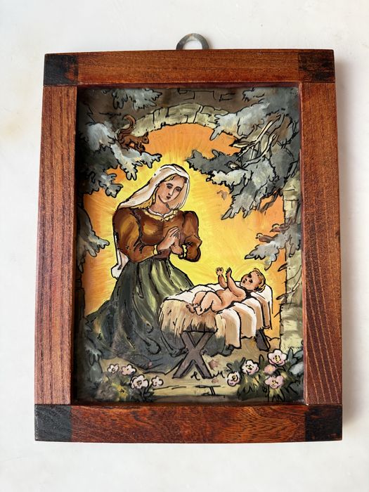 Obrazek malowany na szkle antyk