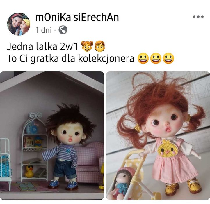 Lalka 2w1  bjd mini OB 11 ręcznie malowana