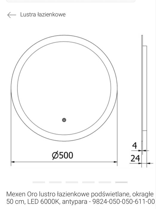 Sprzedam Lustro z Oswietleniem przycisk Dotykowy!!