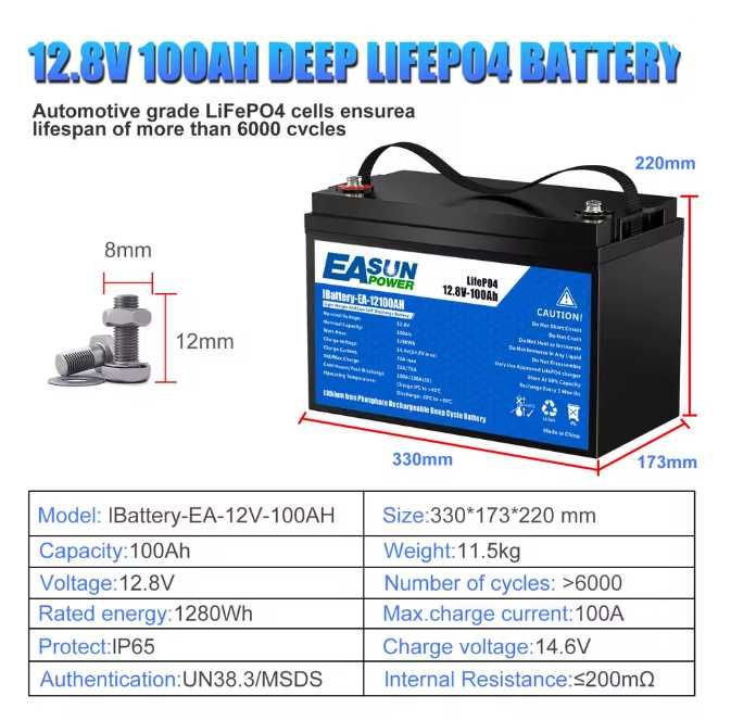 Літій-іонний акумулятор EASUN POWER 12V LiFePO4