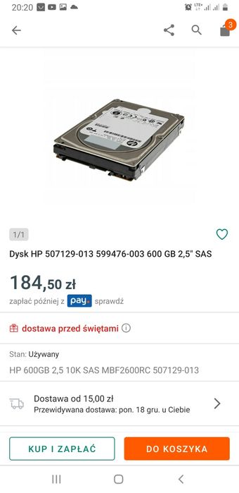 Dysk hp 600GB 507129
