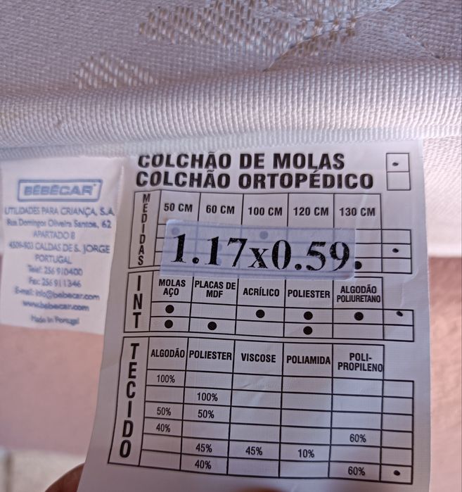Vendo colchão para cama de bebé