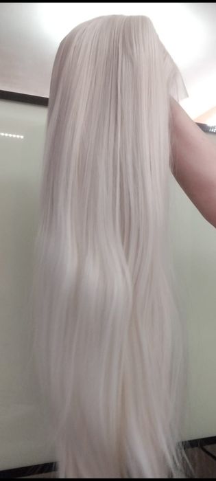 Парик глубокая система красивый белый цвет волокно высокого качества 7