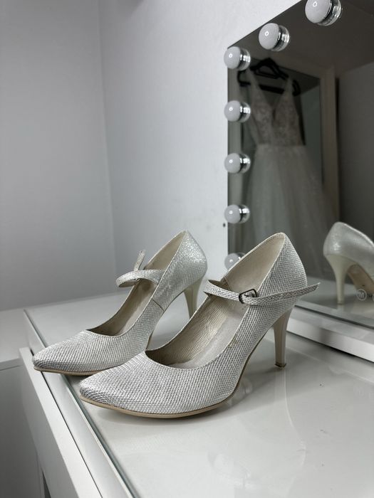 Buty ślubne buty do ślubu szpilki brokatowe