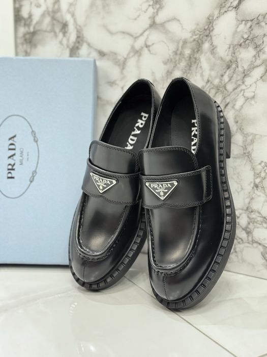 Mokasyny Prada black leather