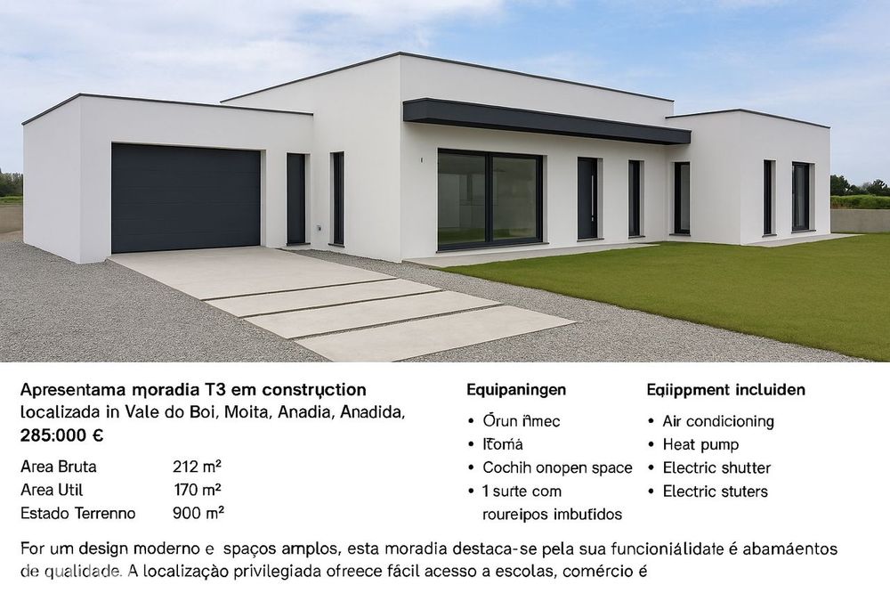 Moradia Térrea T3 em Construção – Vale do Boi, Moita, Anadia