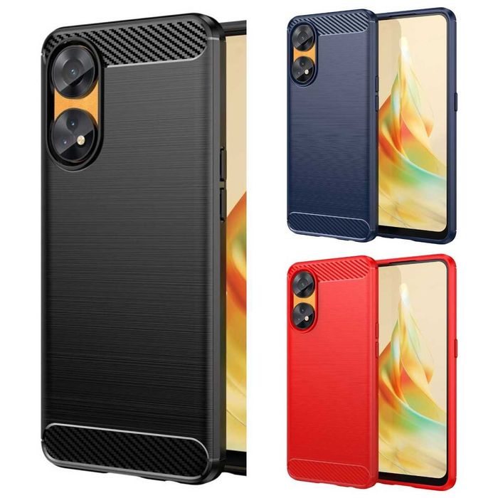 Противоударный чехол накладка для Oppo Reno 8T карбон Оппо Рено 8Т