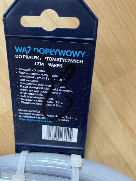 Wąż doplywowy do pralki lub zmywarki 2,5 metra