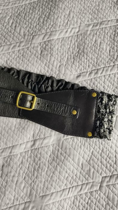 Szeroki pas skórzany do sukienki płaszcza