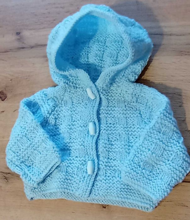 Sweter dla niemowlaka z kapturkiem, Niebieski, Hand Made