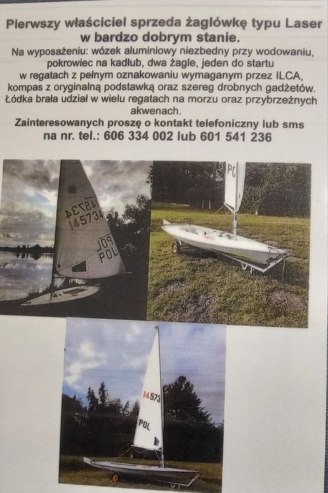 Żaglówka typu Laser klasa olimpijska