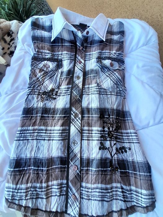 Luksusowa bluzka w kratę 44