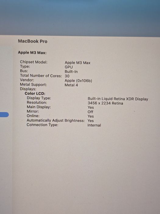 MacBook Pro 16" | M3 Max 36Gb RAM 1Tb | GPU 30 Cores