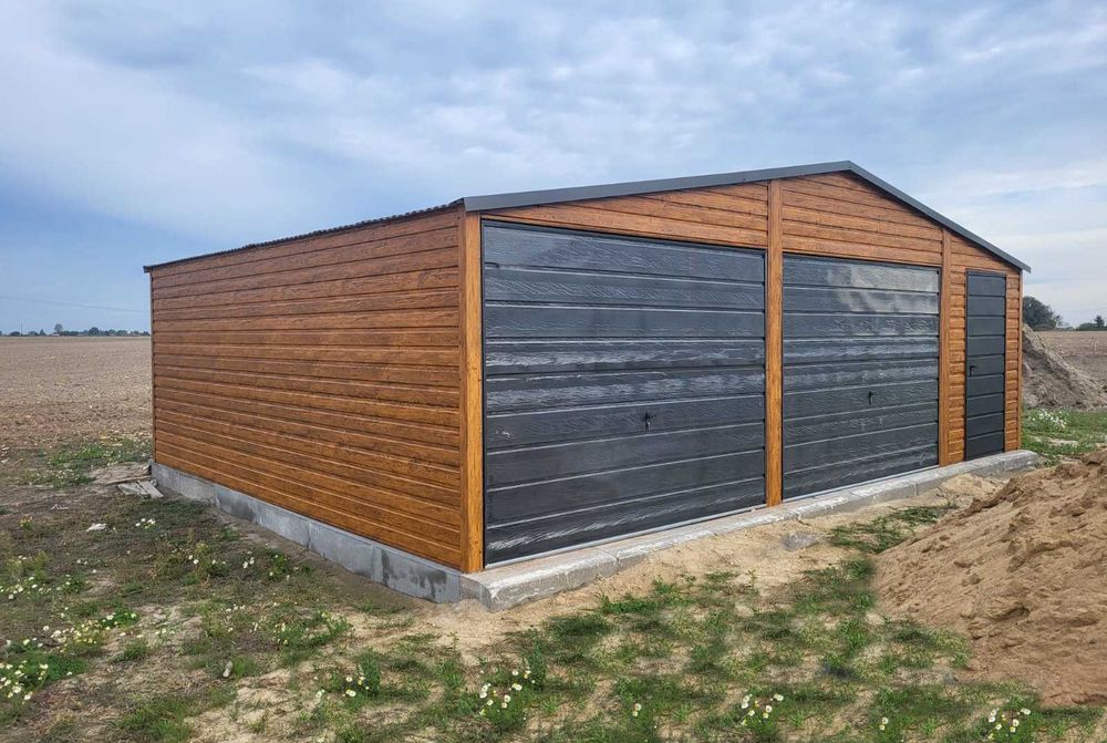 Garaż Blaszany Blaszak 8x6 dach dwuspadowy drewnopodobny PREMIUM