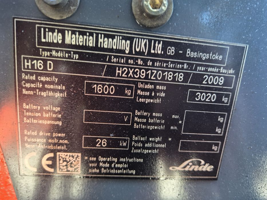 Wózek widłowy LINDE H16D, triplex, przesuw, terenowy, DIESEL