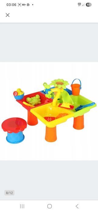 Stolik Wodny Piaskownica do Piasku 2w1 Zabawka dla Dzieci Łopatka Stoł