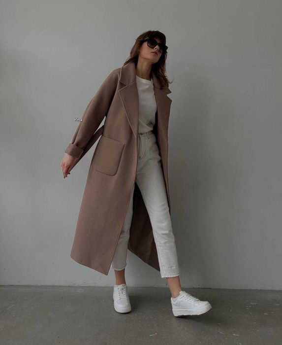 Хітове кашемірове пальто на підкладці жіноче з поясом весняне